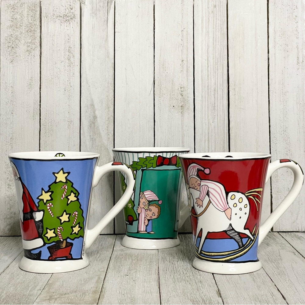 SIGNATURE HOUSEWARES INC Ursula’s Christmas by URSULA DODGE Set of 3 Cof…